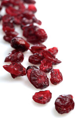 Dried crunberry on white background