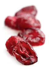 Dried crunberry on white background