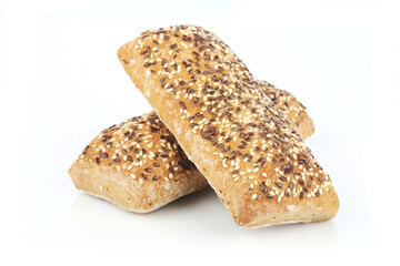 Bread on white backgorund - close-up