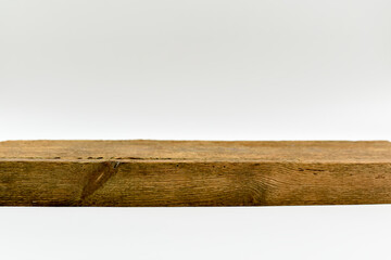 Fototapeta Gruba drewniana półka na jasnym tle. obraz
