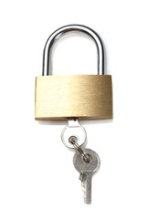 Padlock on white background - close-up