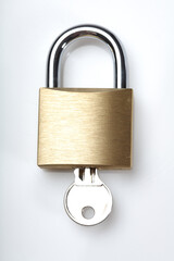 Padlock on white background - close-up