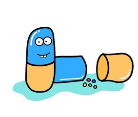 medicine capsules, cartoon medicine character