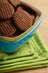 Chocolate cookies in bowl - close-up