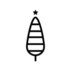 Christmas tree line icon, Isolated on white background, Vector illustration, eps 10
