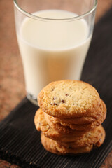 Cookies an glass of milk - close-up