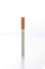 One cigarette on white background