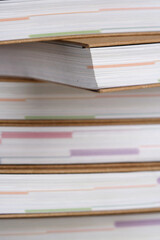 Note books in stack - close-up