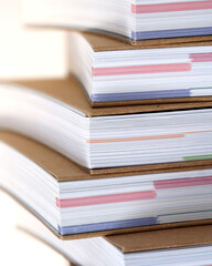 Note books in stack - close-up