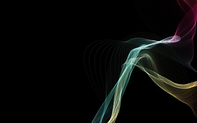Dark abstract background with a glowing abstract waves