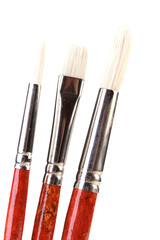 Paint brushes on white background