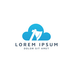 cloud and ax negative space logo design