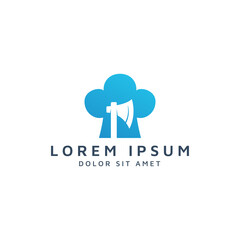 kitchen and ax negative space logo design