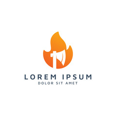 fire and ax negative space logo design