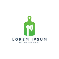 kitchen and ax negative space logo design