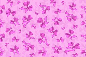 Pink bow seamless pattern on the pink background