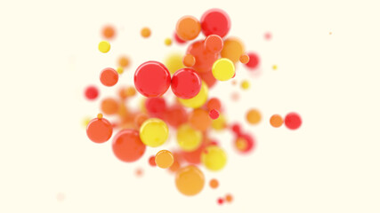 Abstract 3d red, yellow and orange bubbles on white background