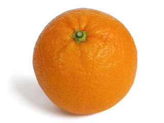 Photograph of an orange on white background