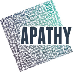 Apathy vector illustration word cloud isolated on a white background.