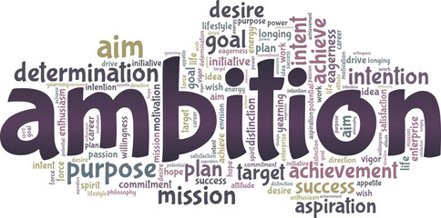 Ambition vector illustration word cloud isolated on a white background.