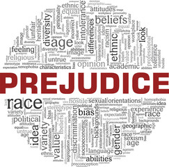 Prejudice vector illustration word cloud isolated on a white background.