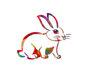 Beautiful cute colorful rabbit. Happy Easter Day. Vector illustration
