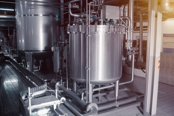 Fine filter for beer. Industrial beer filtration system in a brewery