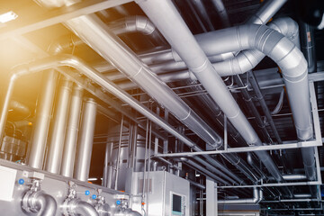 Fine filter for beer. Industrial beer filtration system in a brewery
