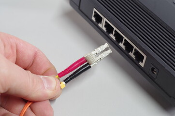 fibre optic cable LC connector and ethernet switch showing wrong connection type