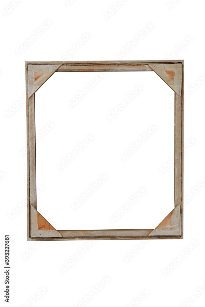 Poster vertical shot of an empty picture frame isolated on white background