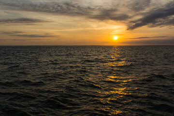 sunset over the sea on the sidewalk of Lake Maracaibo