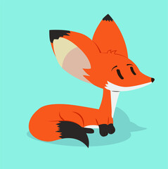 Obraz premium orange fox cartoon with light blue background