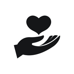 Heart in hand icon design isolated on white background