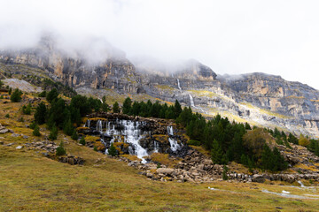 Ordesa y Monte Perdido National Park, Huesca, Aragon, Spain. Monte Perdido is seen in the...