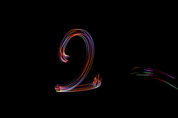 Light painting of number two