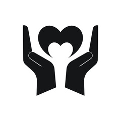 Heart in hand icon design isolated on white background