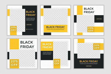 Editable template post for instagram and social media ad. web banner ads for promotion design with yellow and black color.
