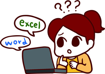 word、excelの使い方がわからない女性