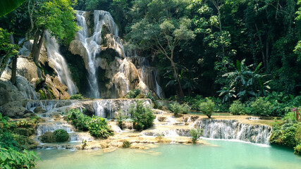 Beautiful Kuang Si Waterfalls Near Luang Prabang Laos