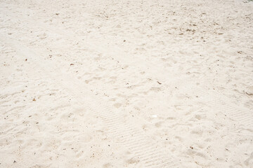 Tire Tracks On An Empty Beach, Detail, texture, Backgrounds - stock photo