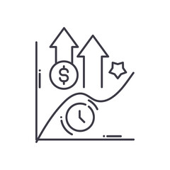 Yield curve icon, linear isolated illustration, thin line vector, web design sign, outline concept symbol with editable stroke on white background.