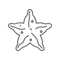 Starfish icon, linear isolated illustration, thin line vector, web design sign, outline concept symbol with editable stroke on white background.