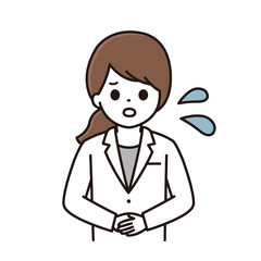 手を前で組む女性薬剤師のイラスト
