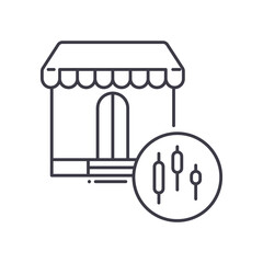 Trading market icon, linear isolated illustration, thin line vector, web design sign, outline concept symbol with editable stroke on white background.