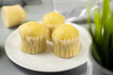 Southeast asia style steamed sponge milk muffins or cupcake