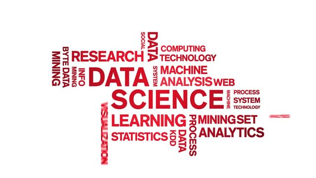 4k Data Science Animated Tag Word Cloud;Text Design big data Animation typography seamless loop.