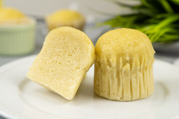 Southeast asia style steamed sponge milk muffins or cupcake