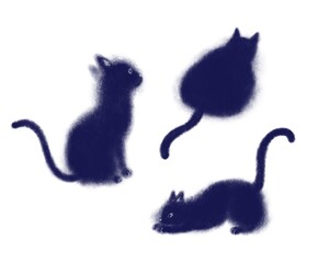 パステル　ねこ　座る　のび