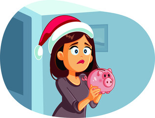 Sad Broke Woman Having No Savings for Christmas
