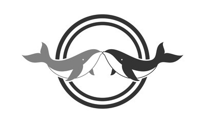 Big whale couple illustration vector